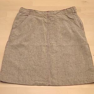 Handmade Cotton Straight Line Grey Skirt with Pockets